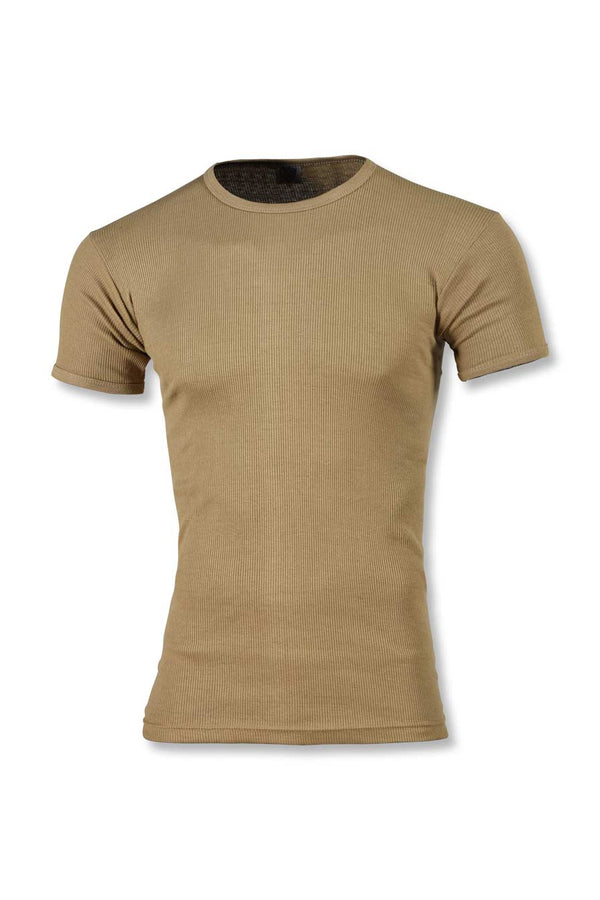 RIBBED T-SHIRT HALF SLEEVE (BEIGE)