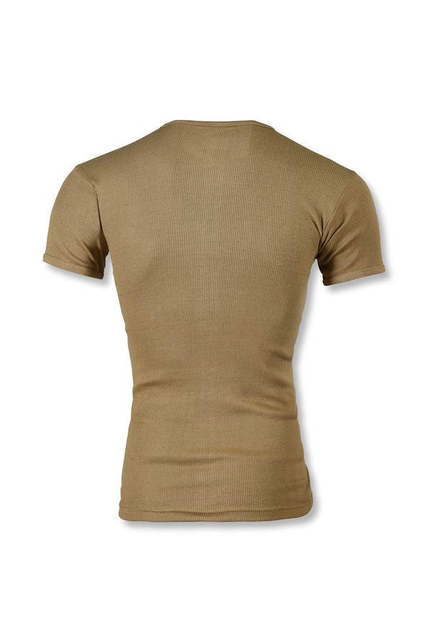 RIBBED T-SHIRT HALF SLEEVE (BEIGE)