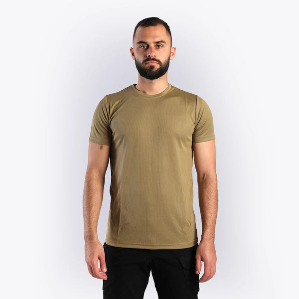 SHORT-SLEEVE MESH T-SHIRT (BEIGE)