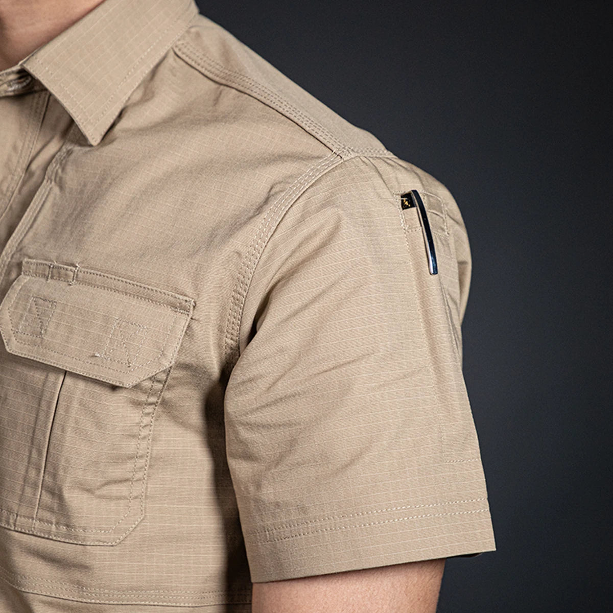 Men Tactical Shirt Short Sleeve (Beige)