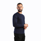 شيرت غائم بأكمام طويلة وأساور (أزرق داكن)