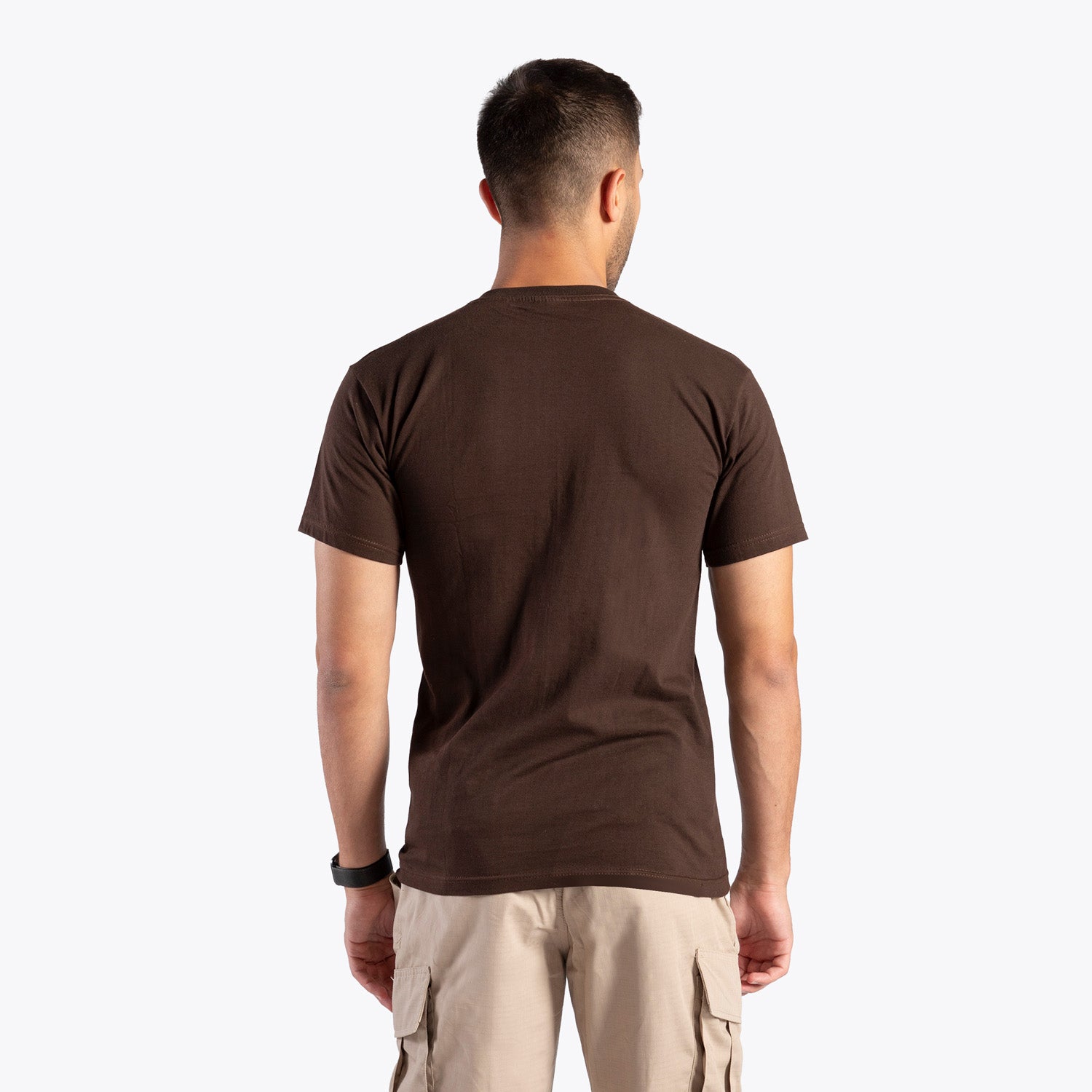 تي شيرت قطني بأكمام نصفية (بني)