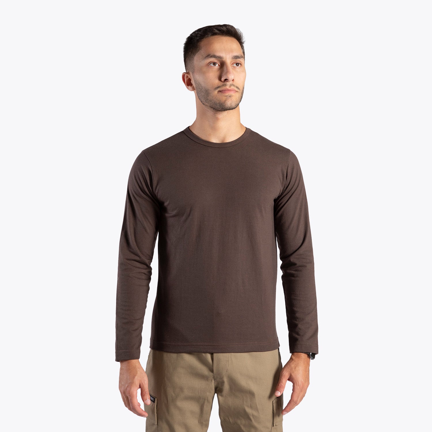 شيرت غائم بأكمام طويلة (بني)