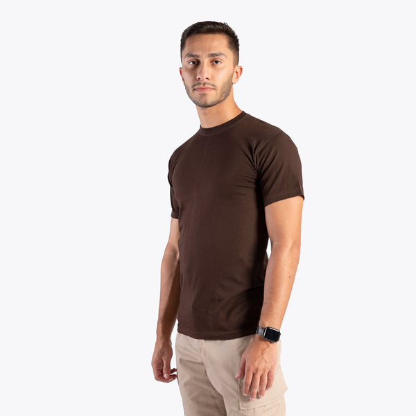 HALF-SLEEVE COTTON T-SHIRT (BROWN)