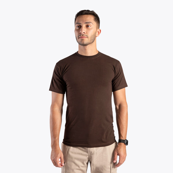 HALF-SLEEVE COTTON T-SHIRT (BROWN)