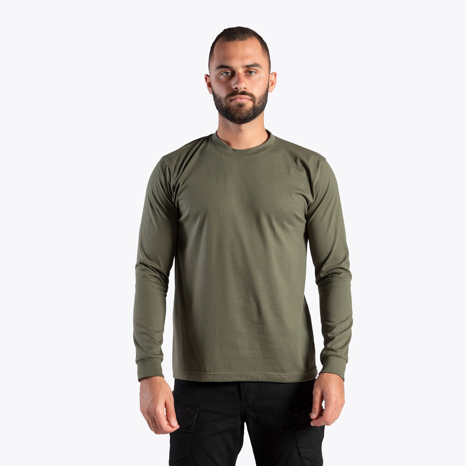 شيرت غائم بأكمام طويلة وأساور (زيتوني)