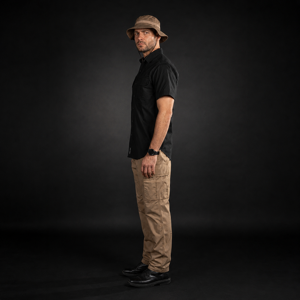 Men Tactical Shirt Short Sleeve (Black)