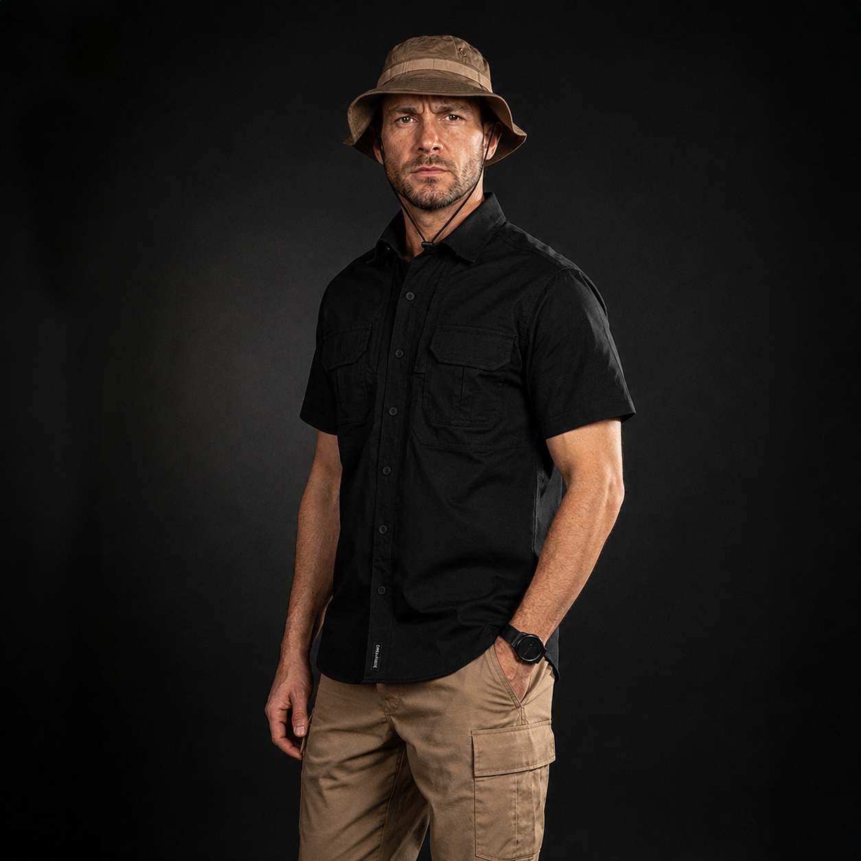 Men Tactical Shirt Short Sleeve (Black)
