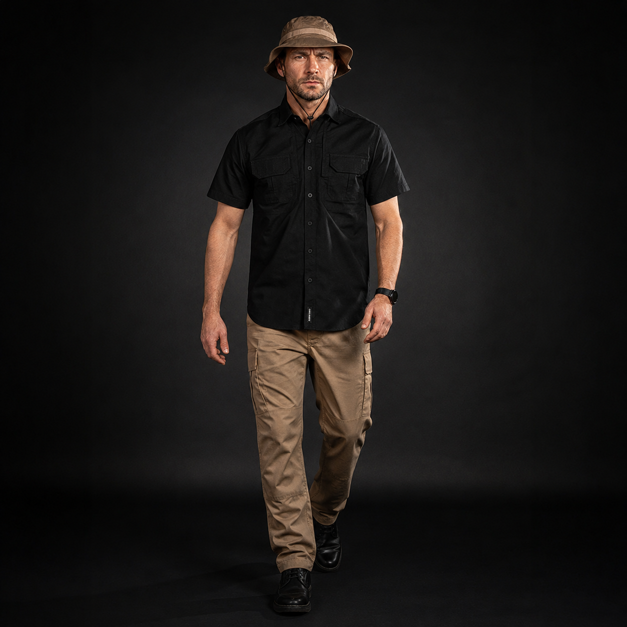 Men Tactical Shirt Short Sleeve (Black)