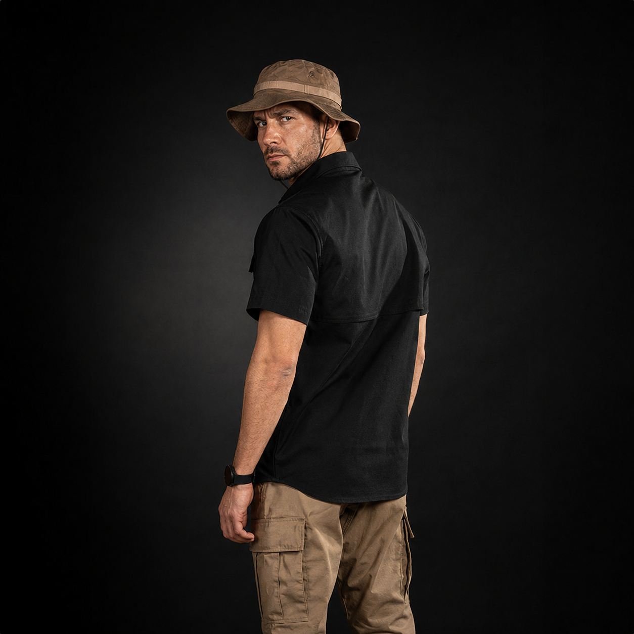 Men Tactical Shirt Short Sleeve (Black)