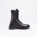 Black Leather Combat Boots(BLACK)