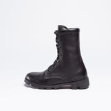 Black Leather Combat Boots(BLACK)