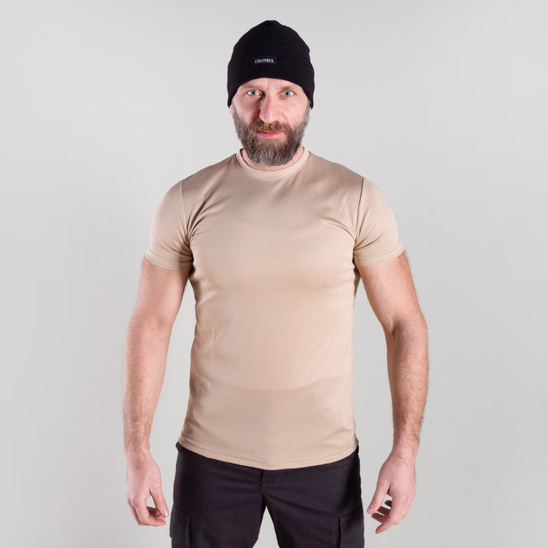 SHORT-SLEEVE MESH T-SHIRT (BEIGE)