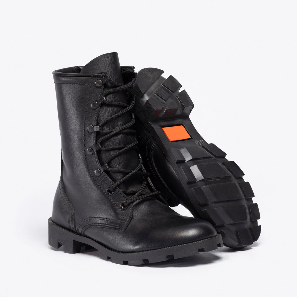 Black Leather Combat Boots